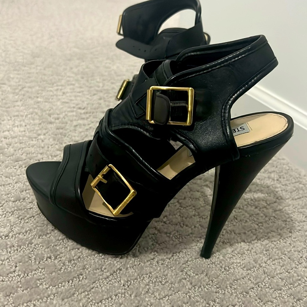 Black Steve Madden platform stiletto sandal